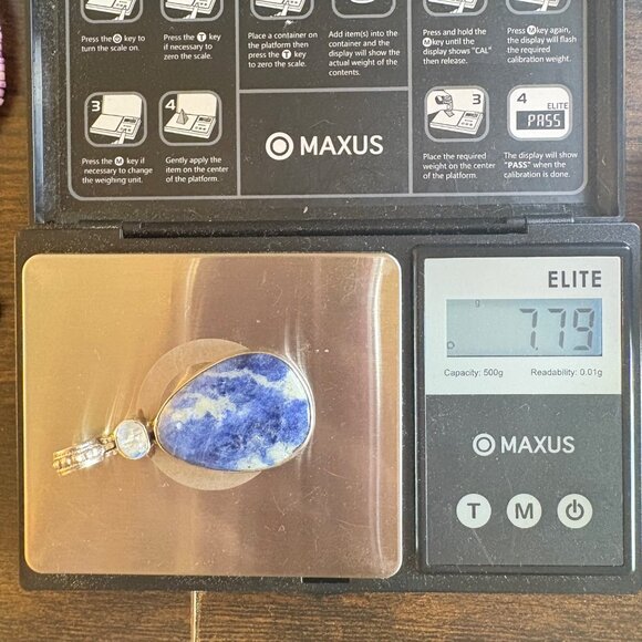 VTG Sterling Silver 925 Sodalite Bezel Set Statement Pendant Size 2" Length - Picture 12 of 12